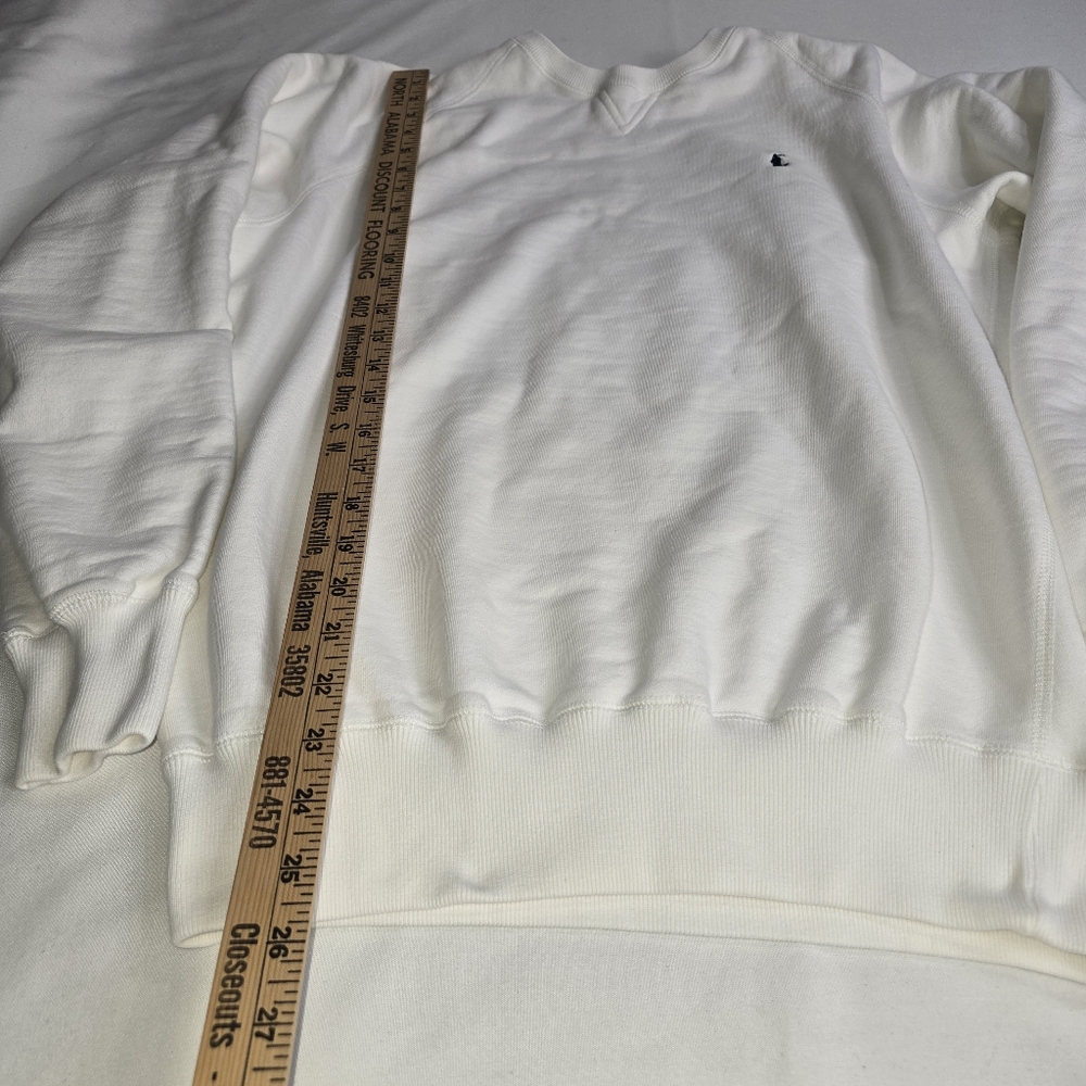Polo by Ralph Lauren White Crewneck Sweatshirt with Small Navy Pony - Picture 6 of 10
